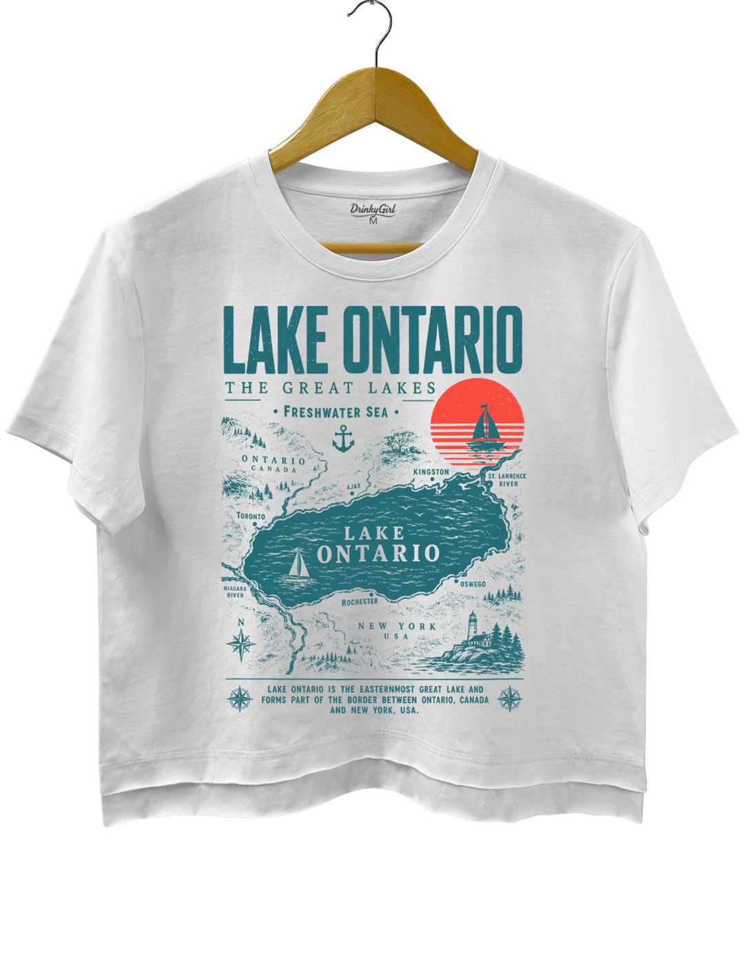Lake Ontario Great Lakes Retro Lake Life Crop Top