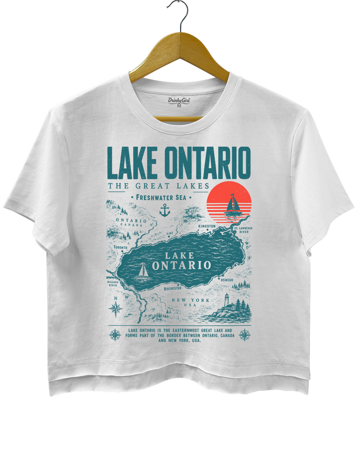 Lake Ontario Great Lakes Retro Lake Life Crop Top
