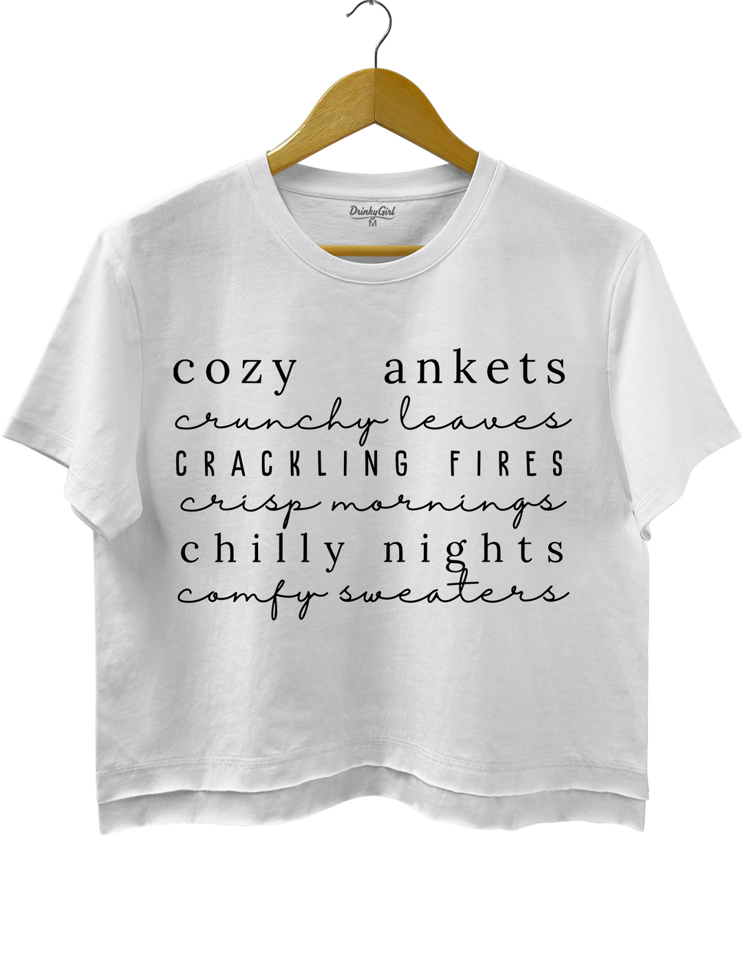 Cozy Blankets Crackling Flres Chilly Nights Crop Top