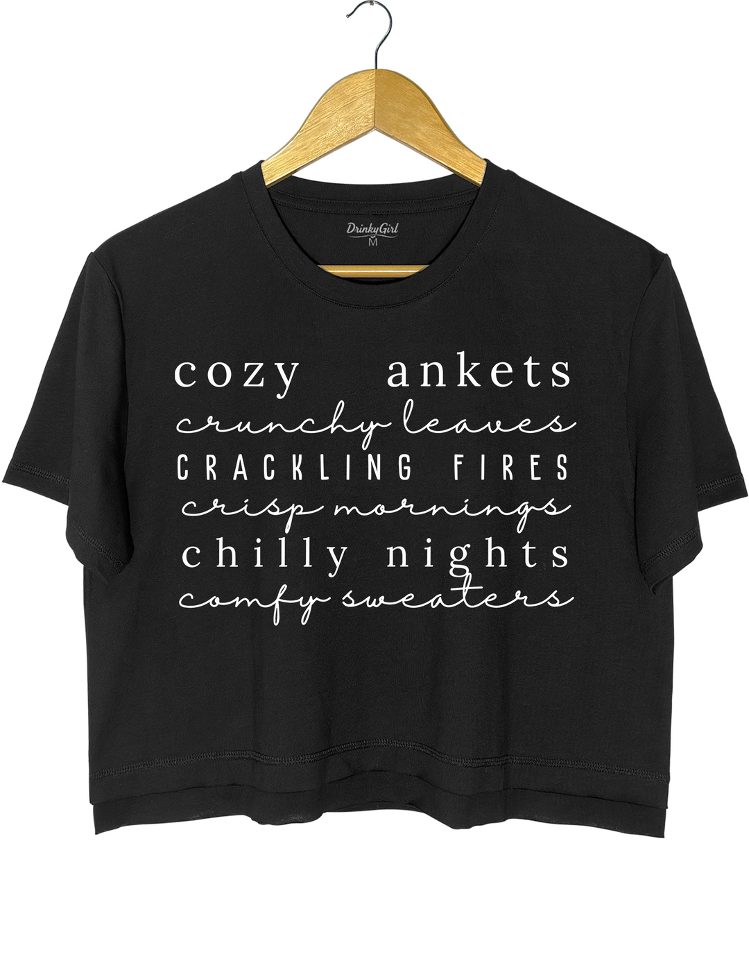 Cozy Blankets Crackling Flres Chilly Nights Crop Top