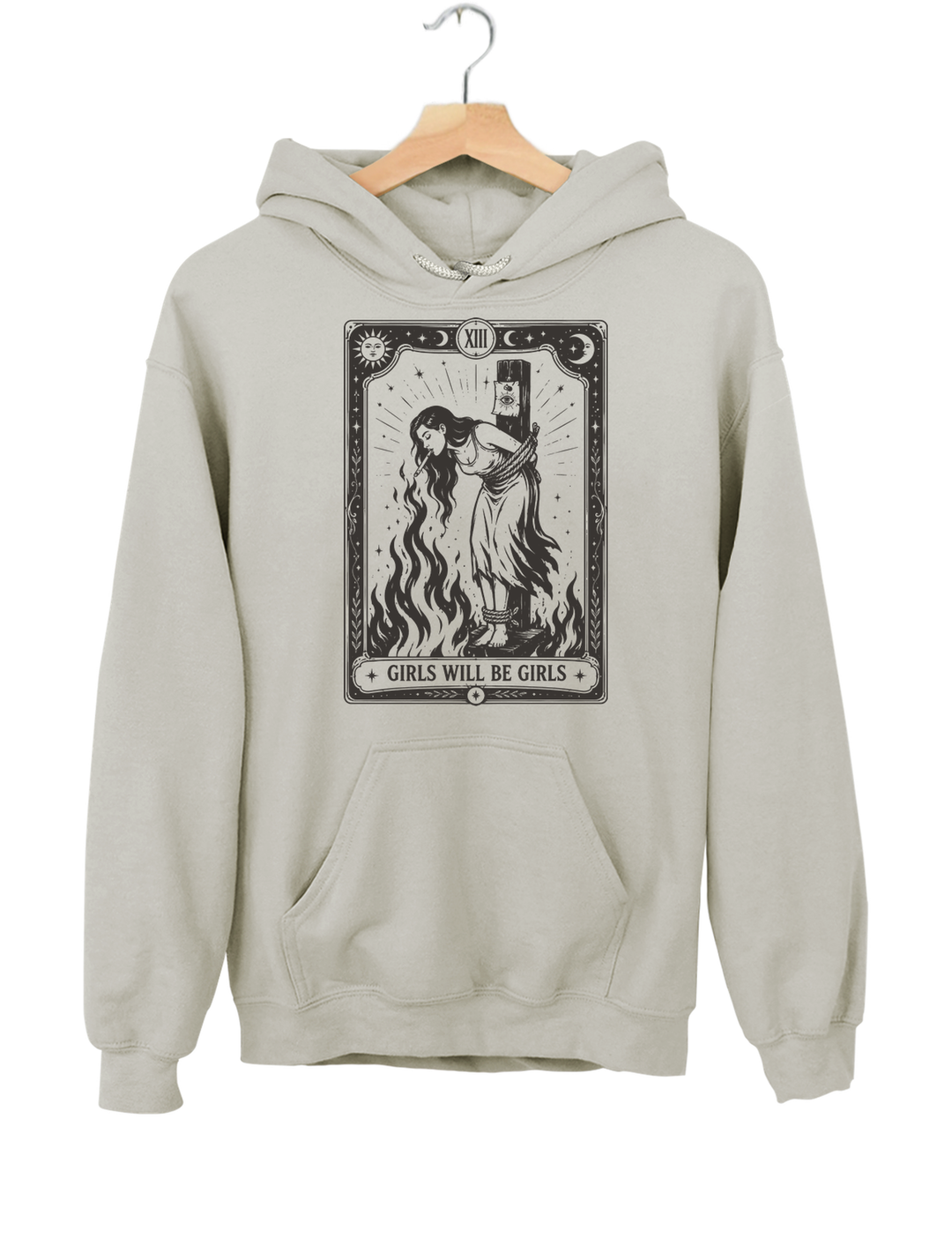 Girls Will Be Girls Witch With Sigarete Hoodie - Gray