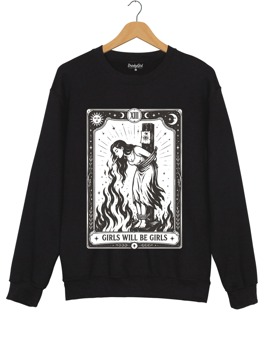 Girls Will Be Girls Witch With Sigarete Sweatshirt - Black
