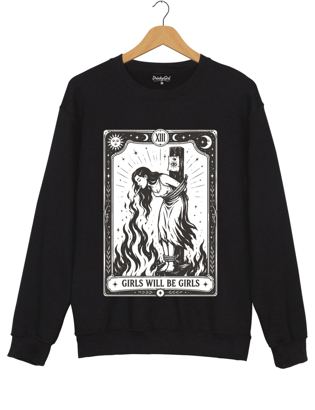 Girls Will Be Girls Witch With Sigarete Sweatshirt - Black
