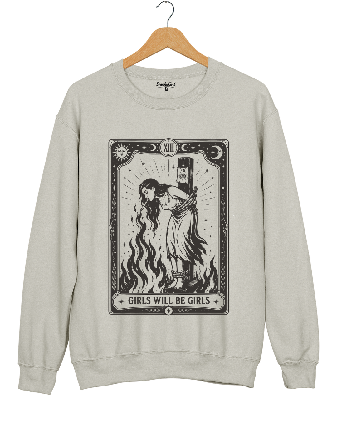 Girls Will Be Girls Witch With Sigarete Sweatshirt - Gray
