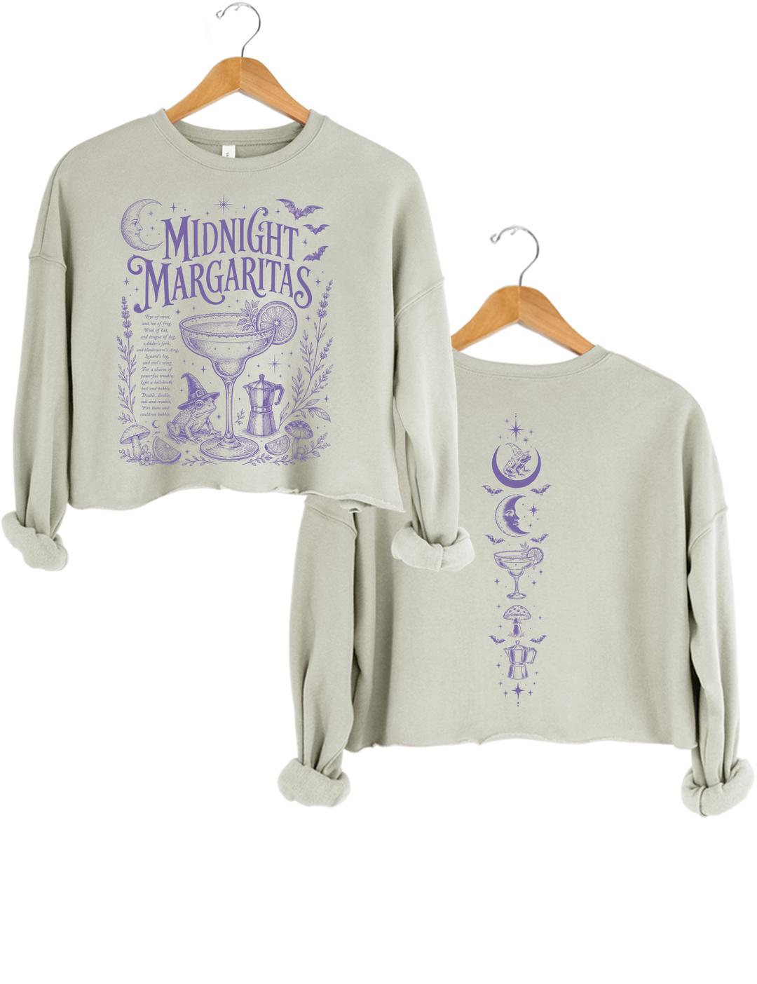 Midnight Margaritas Witchy Halloween Crop Sweatshirt