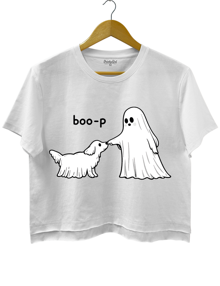 Cute Ghost Dog Boo-P Halloween Crop Top