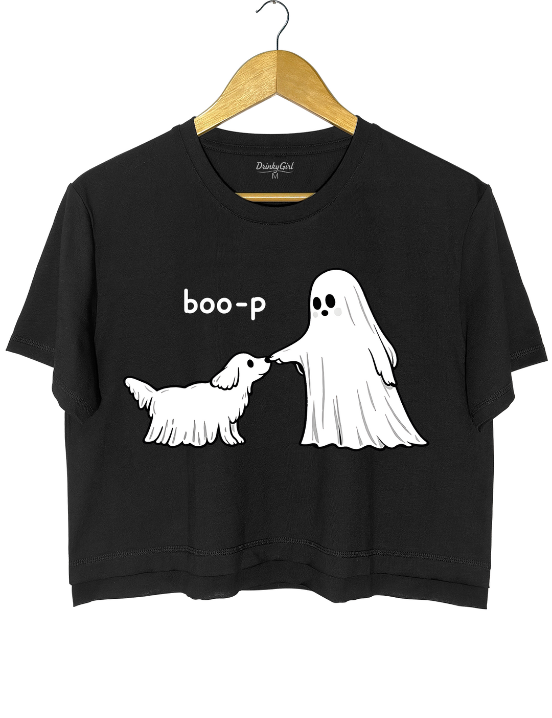 Cute Ghost Dog Boo-P Halloween Crop Top