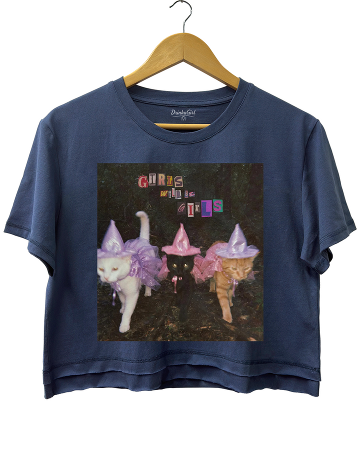 Halloween Witch Cats  Crop Top
