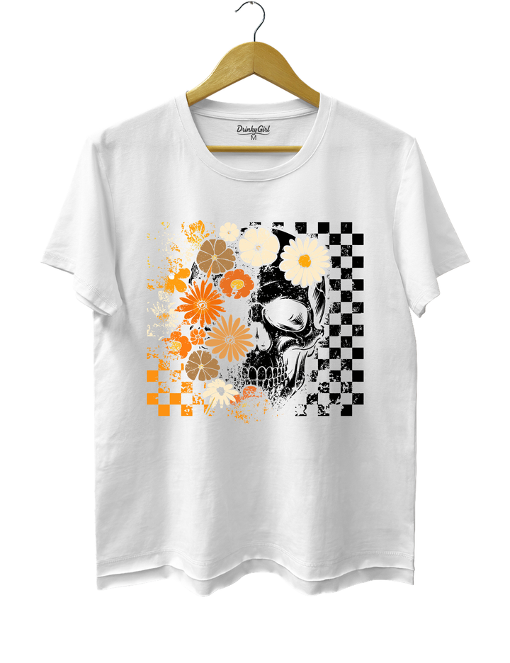 Boho Skull Graphic Cute Spooky Halloween Tee