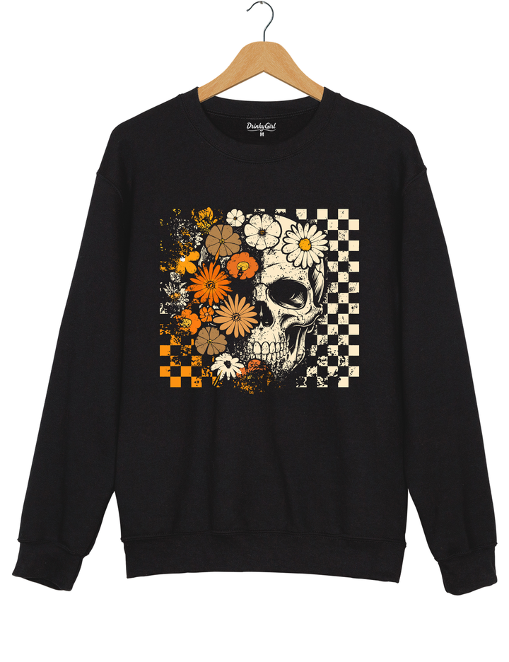 Boho Skull Graphic Cute Spooky Halloween Sweatshirt