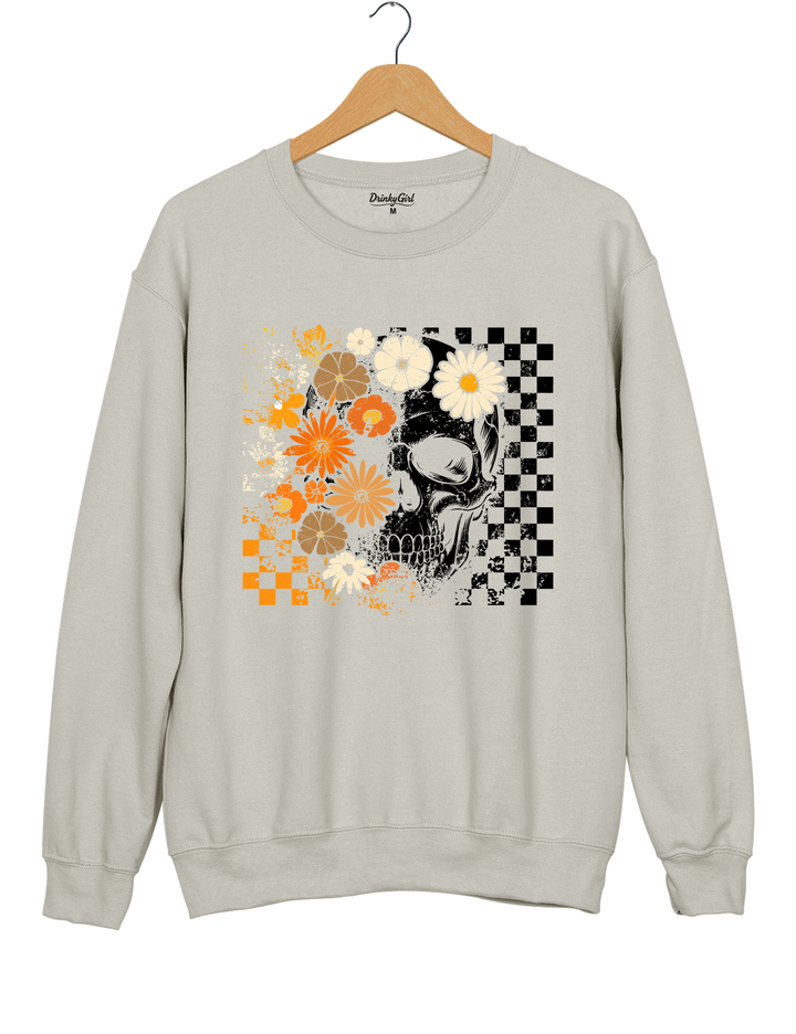 Boho Skull Graphic Cute Spooky Halloween Sweatshirt