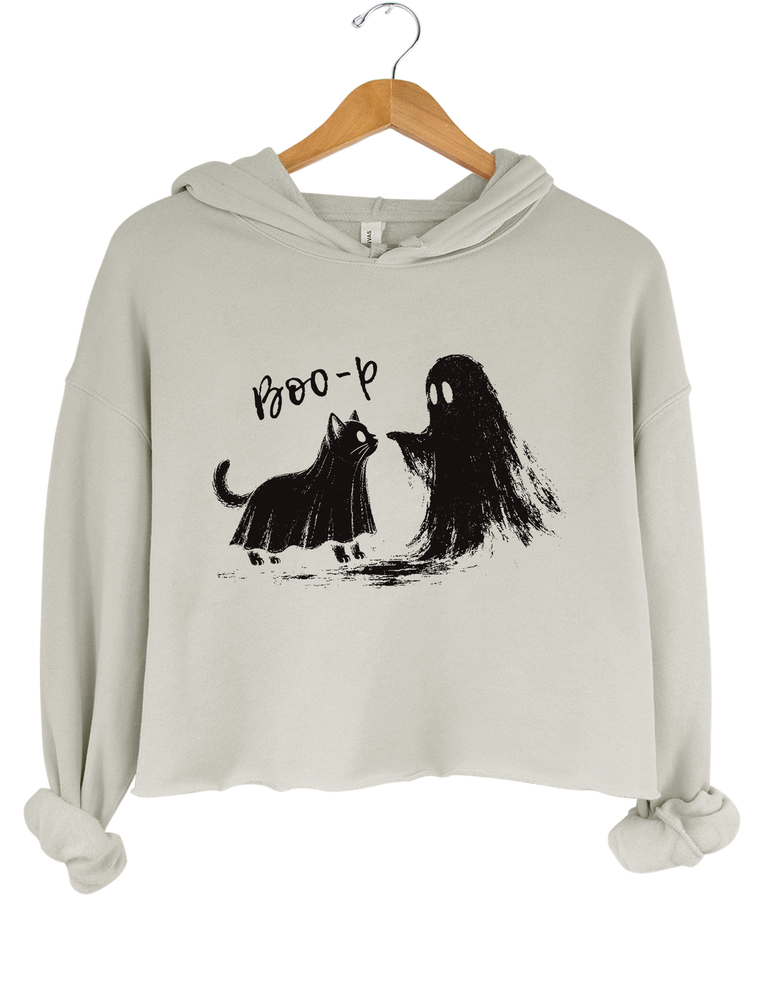 Color Icon Minimal Boo-P Ghost Cat Crop Hoodie – Drinkygirl