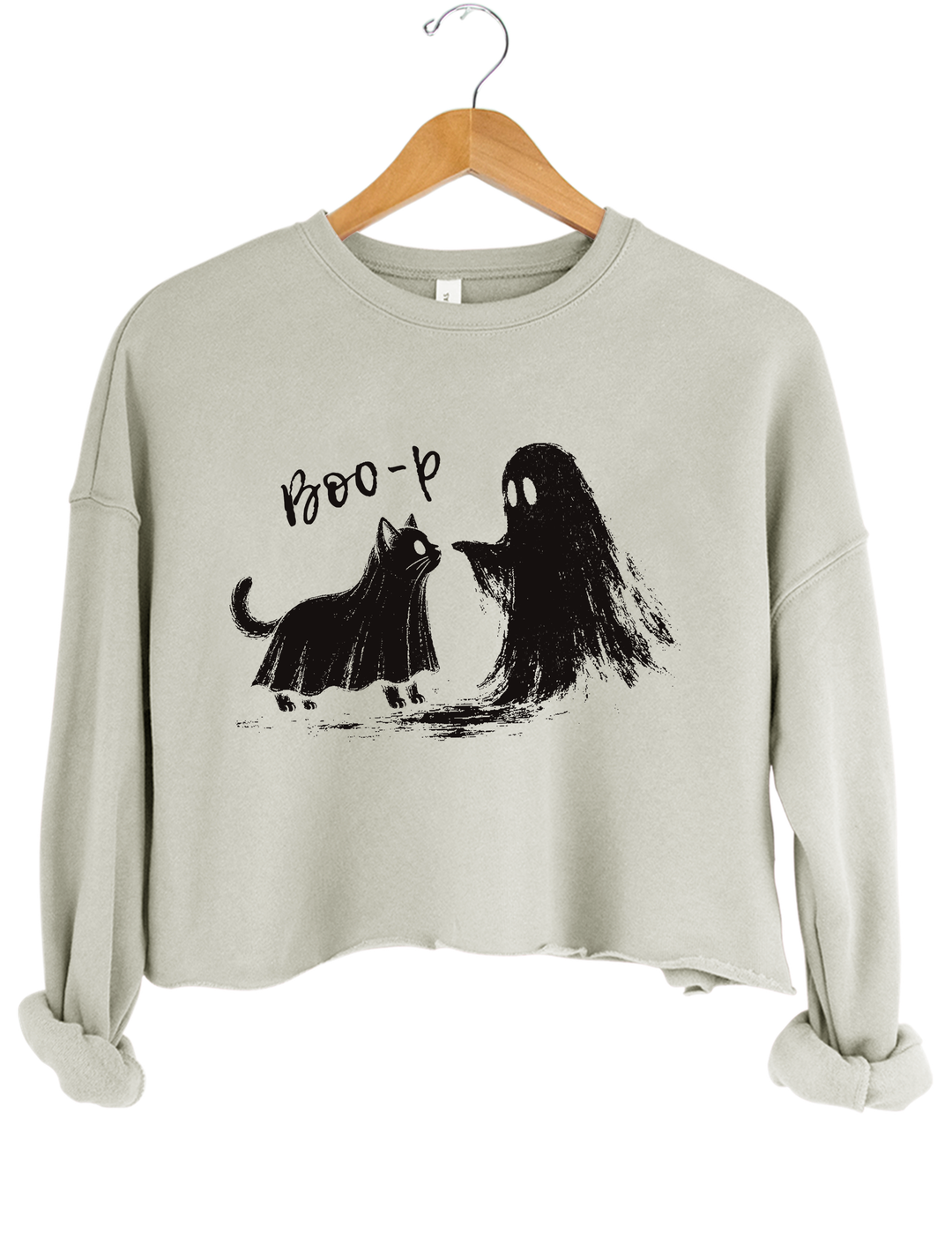Boo-P Ghost Cat Crop Sweatshirt