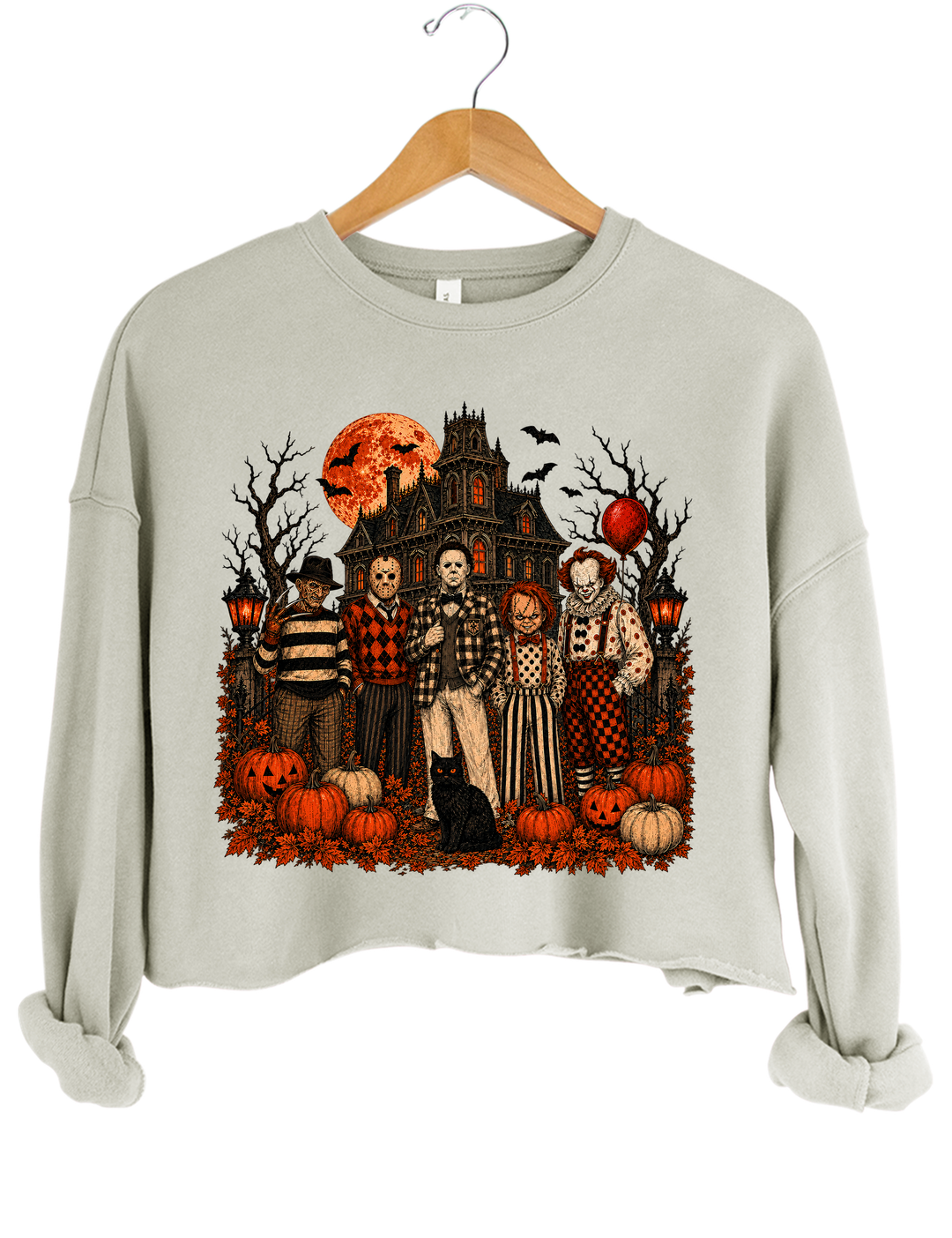 Vintage Horror Legends United Halloween Crop Sweatshirt