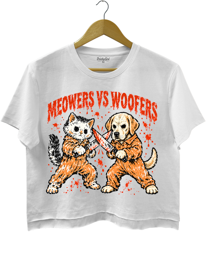 Meowers vs Woofers Halloween Showdown Crop Top