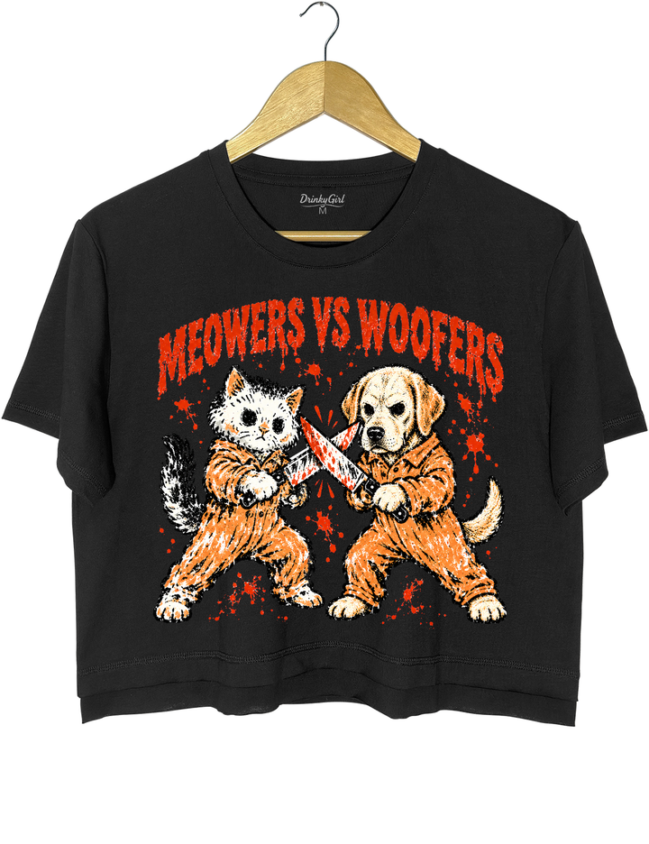 Meowers vs Woofers Halloween Showdown Crop Top