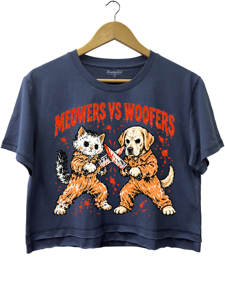 Meowers vs Woofers Halloween Showdown Crop Top