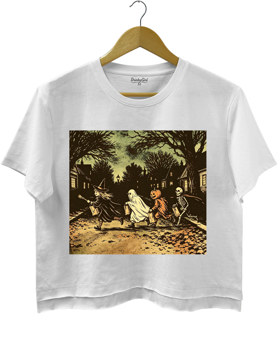 Dark Spooky Witch Skeleton Ghost Pumpkin Skeleton Crop Top