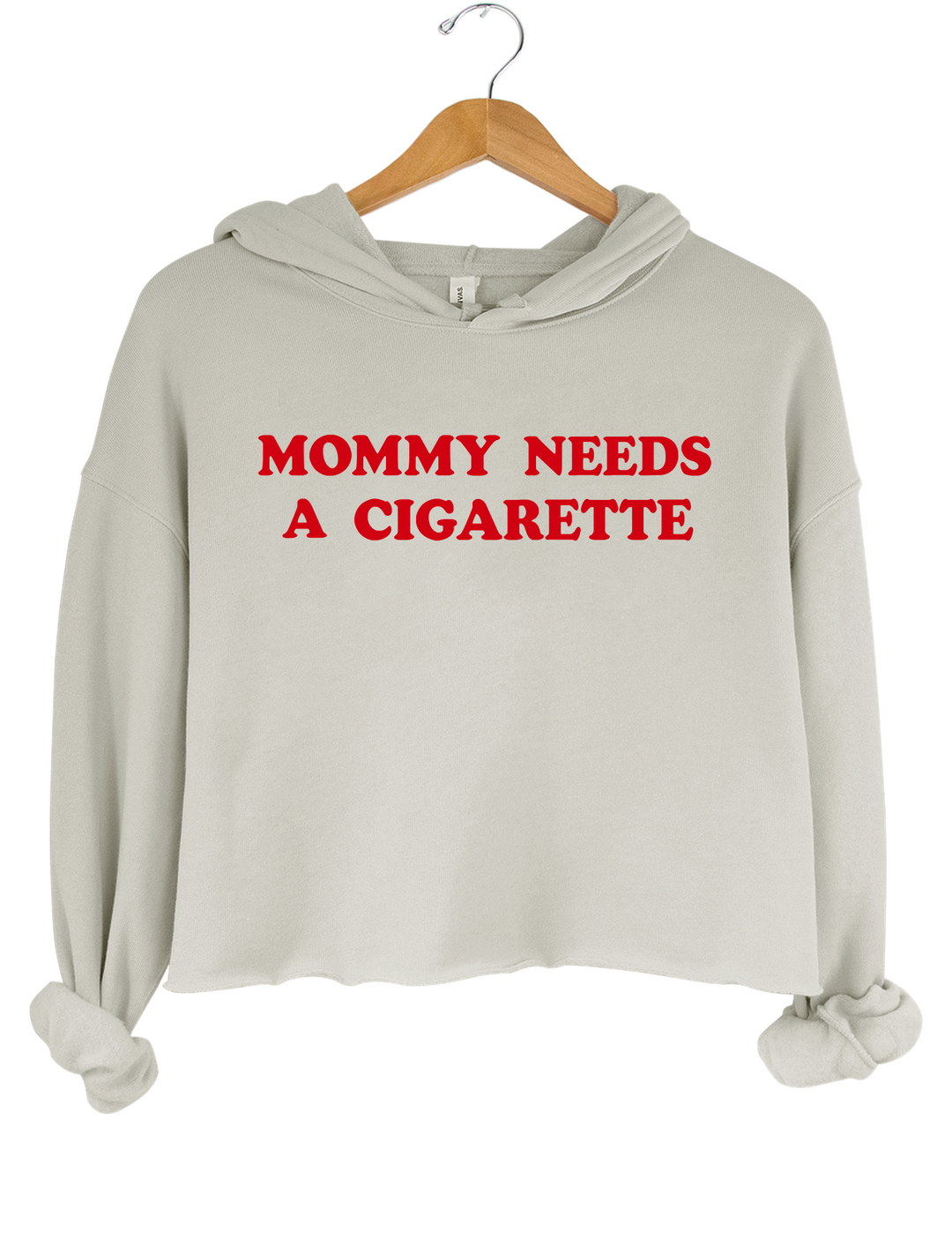 Mommy Needs A Cigarette Crop Hoodie - Gray