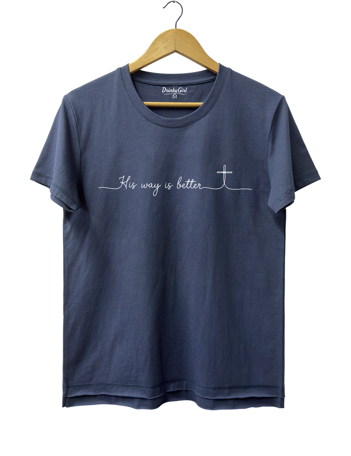 His Way Is Better Christian Tee - Navy Blue
