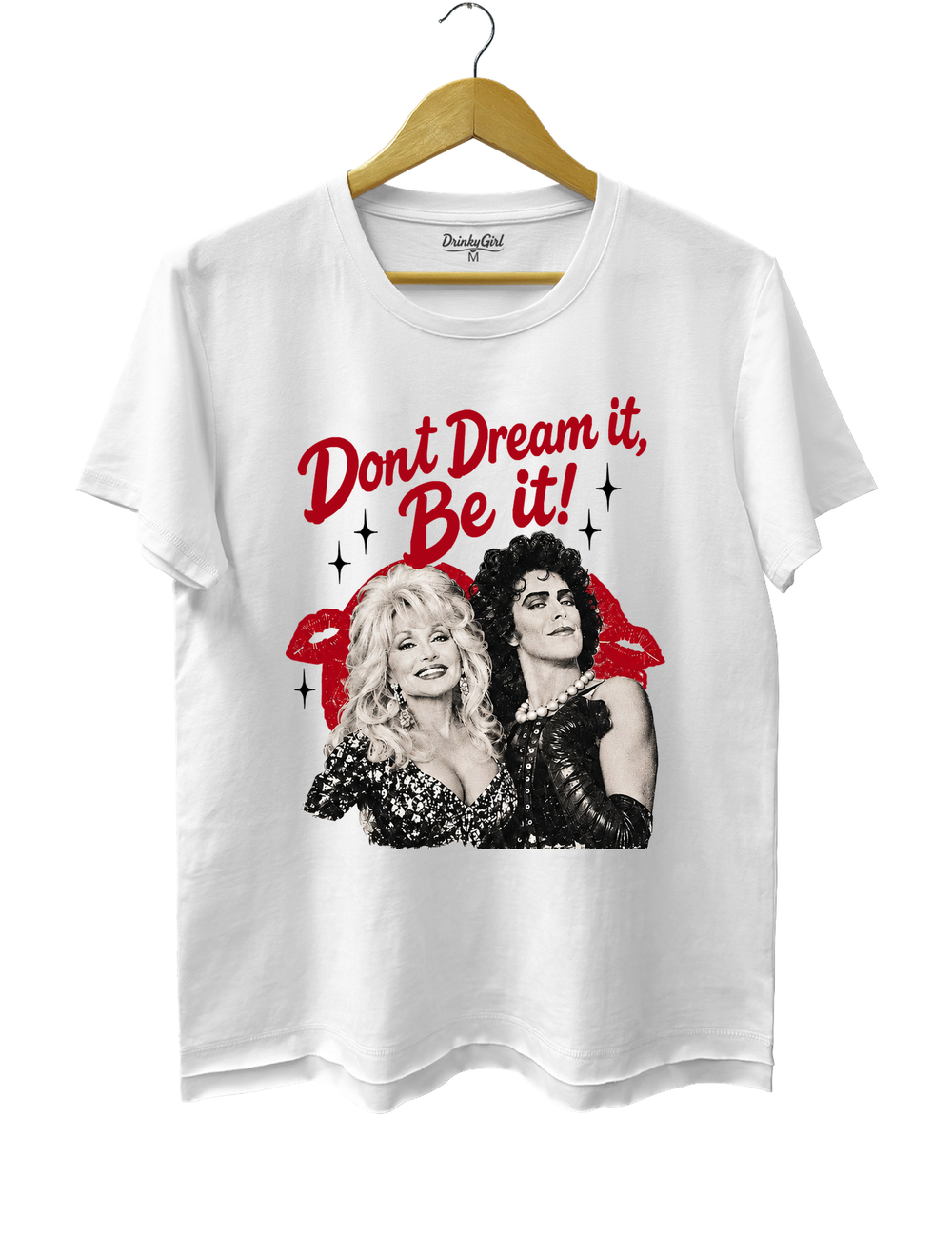 Dolly Parton Tim Curry Don't Dream It Be It Tee - White
