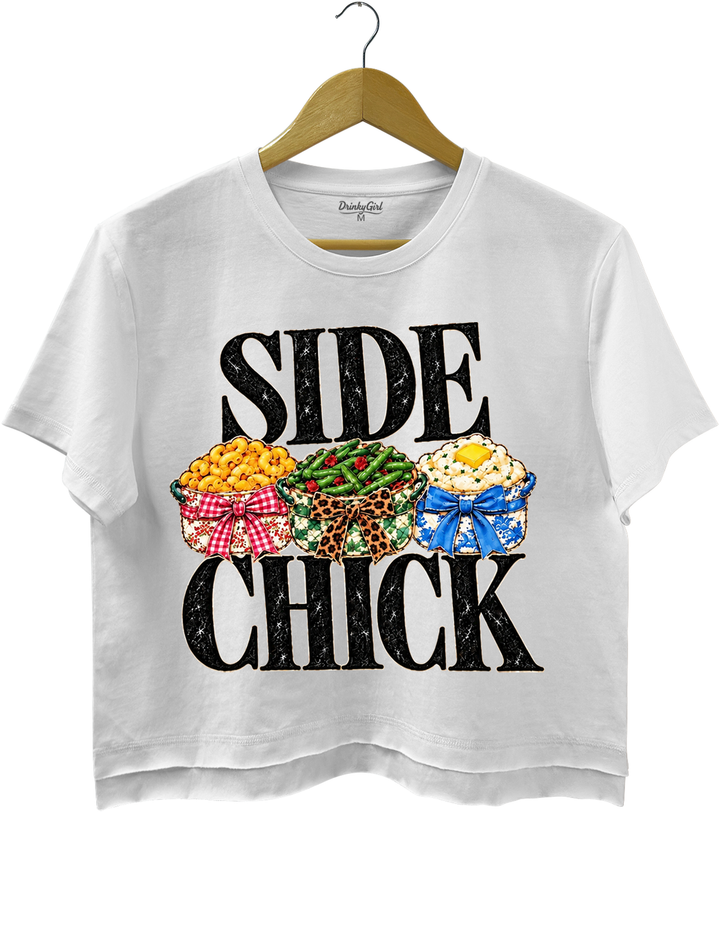 Side Chick Thanksgiving Crop Top - White
