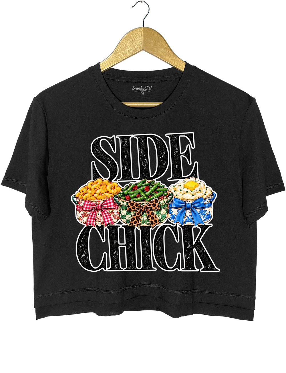 Side Chick Thanksgiving Crop Top - Black