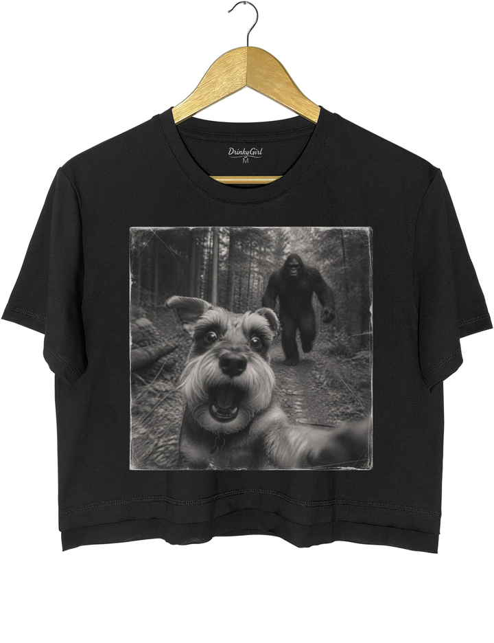Bigfoot Schnauzer Crop Top - Black