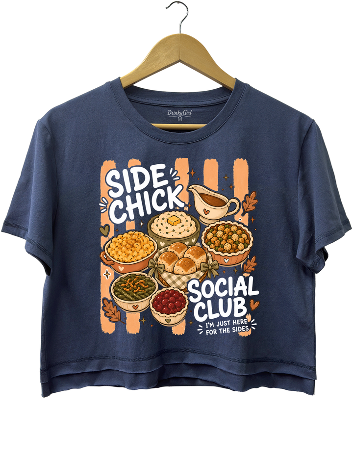 Side Chick Social Club Crop Top - Navy Blue