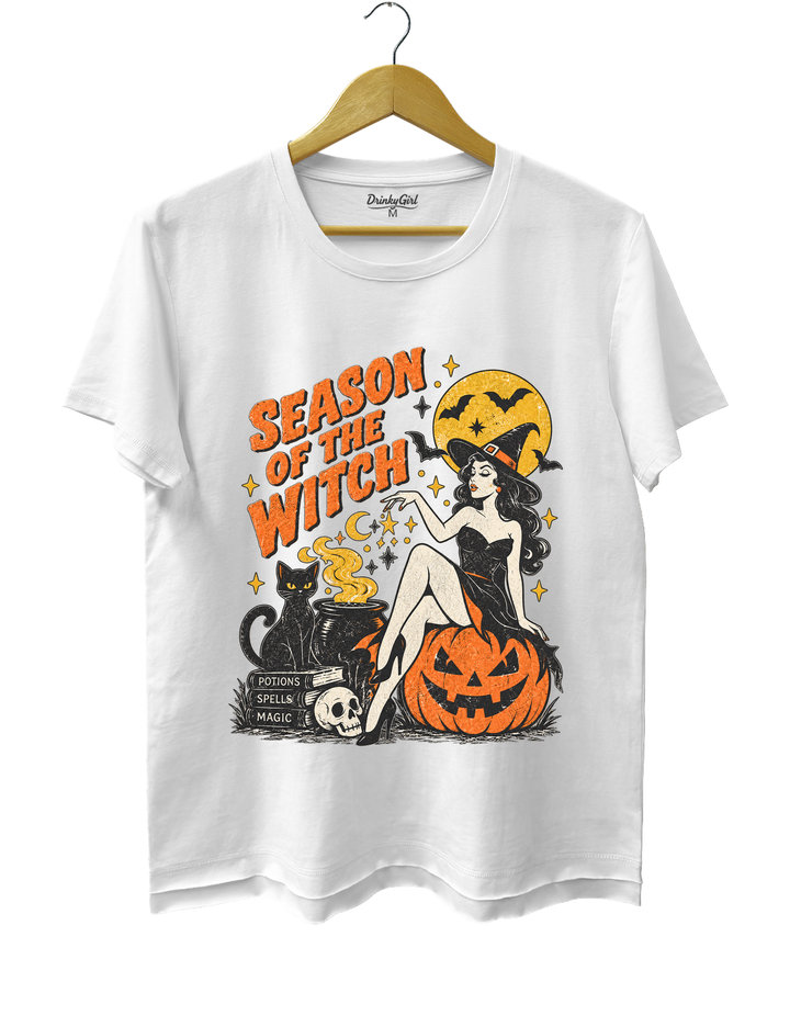 Season of the Witch Vintage Pin-Up Witch Graphic Tee