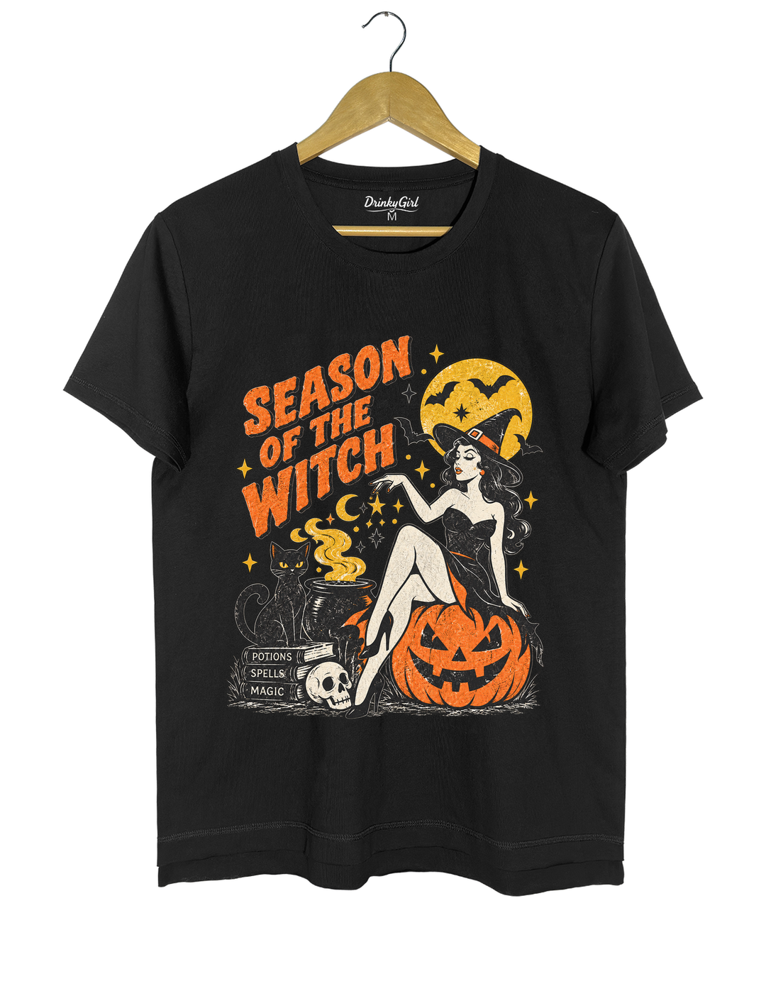 Season of the Witch Vintage Pin-Up Witch Graphic Tee
