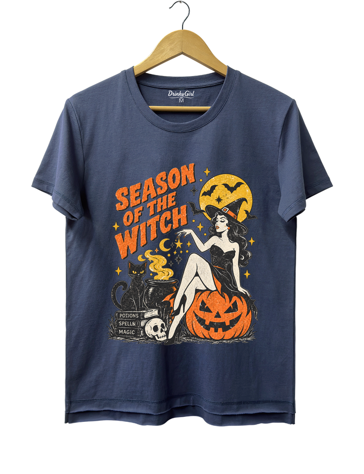 Season of the Witch Vintage Pin-Up Witch Graphic Tee