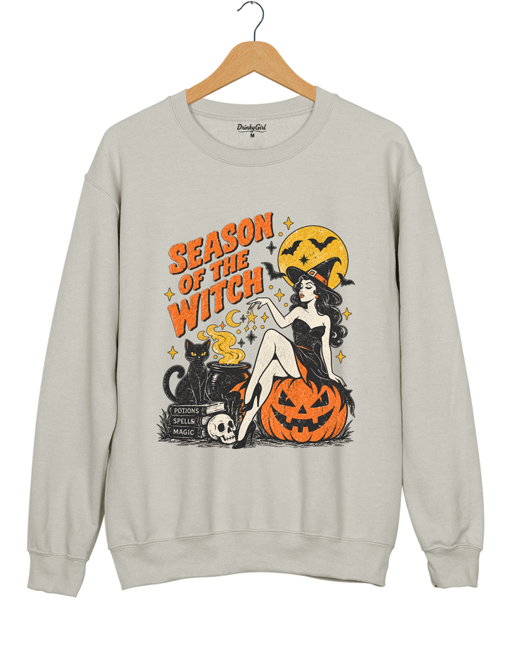Season of the Witch Vintage Pin-Up Witch Graphic Sweatshirt