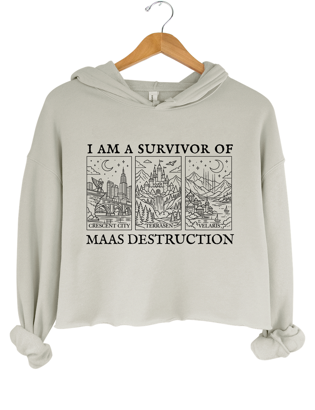 I Am A Survivor Of Maas Destruction Crop Hoodie - Gray