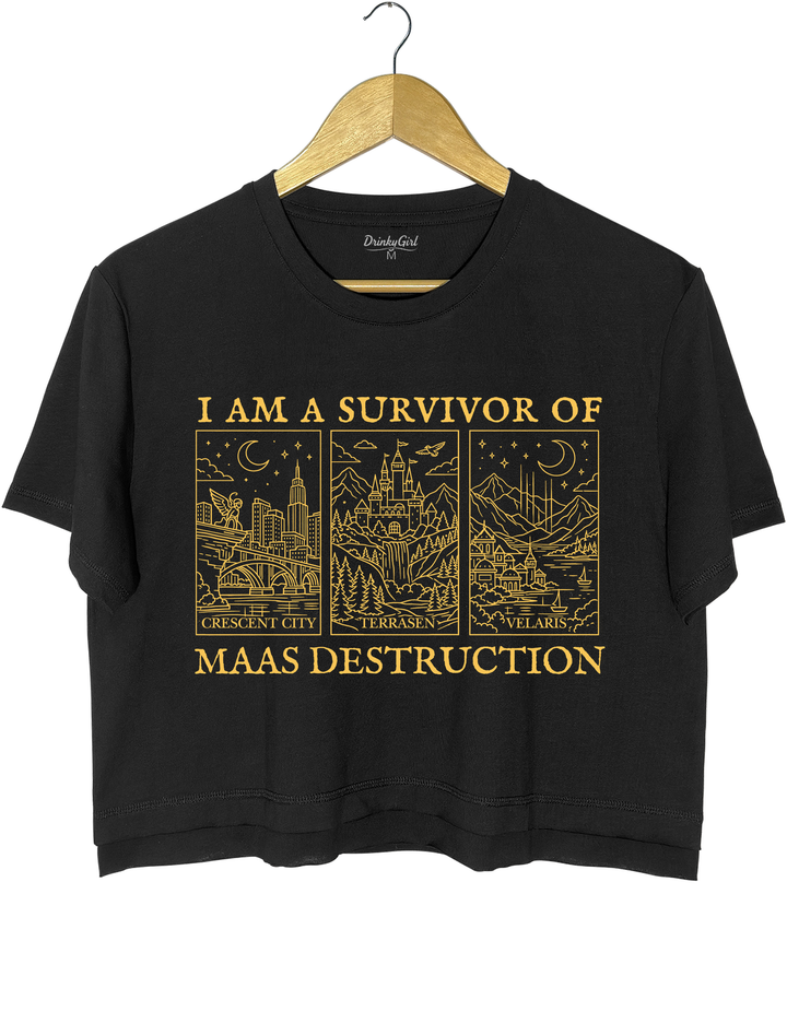 I Am A Survivor Of Maas Destruction Crop Top - Black