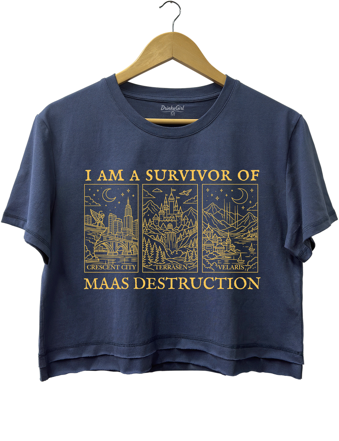 I Am A Survivor Of Maas Destruction Crop Top - Navy Blue