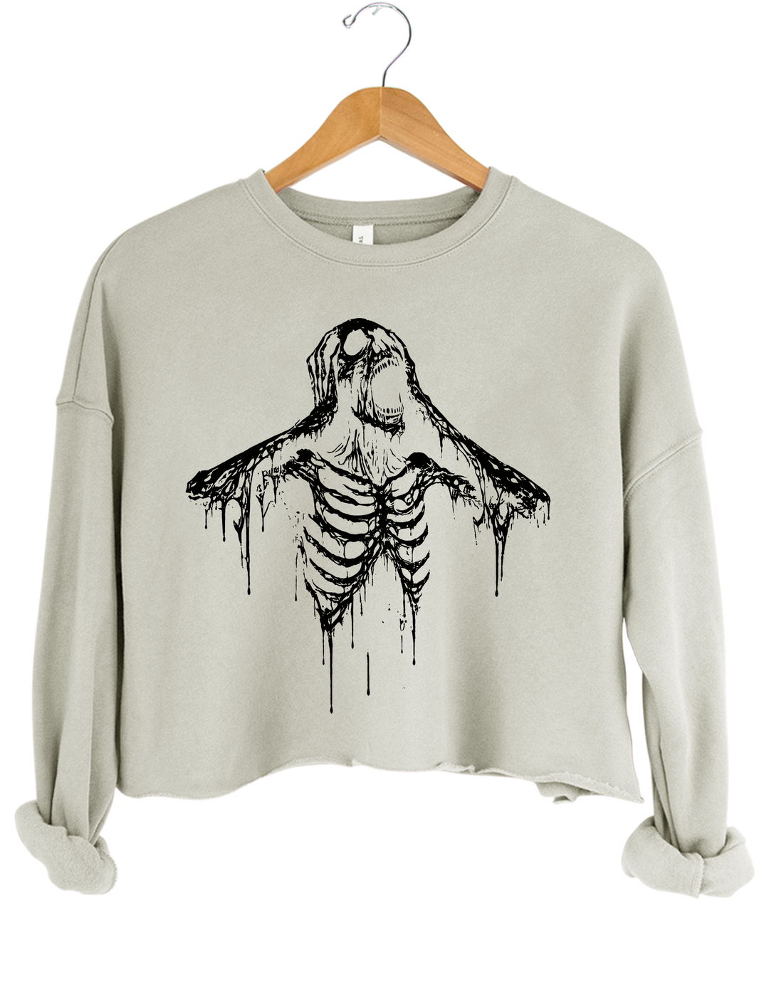 Screaming Skeleton Crop Sweatshirt - Gray