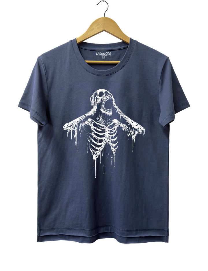 Screaming Skeleton Tee - Navy Blue