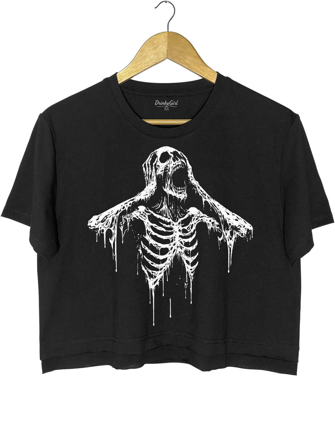 Screaming Skeleton Crop Top - Black