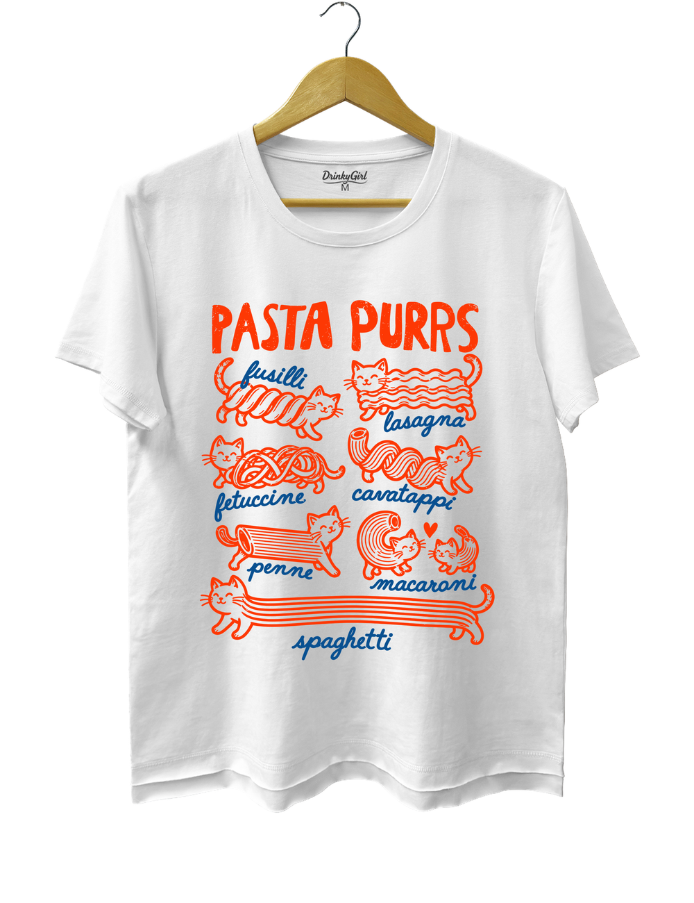 Pasta Purrs Funny Cat Italian Pasta Tee - White