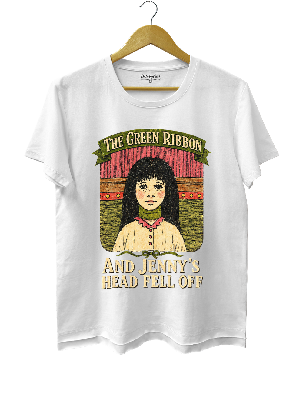 The Green Ribbon Jenny's Head Retro Campfire Tale Tee - White