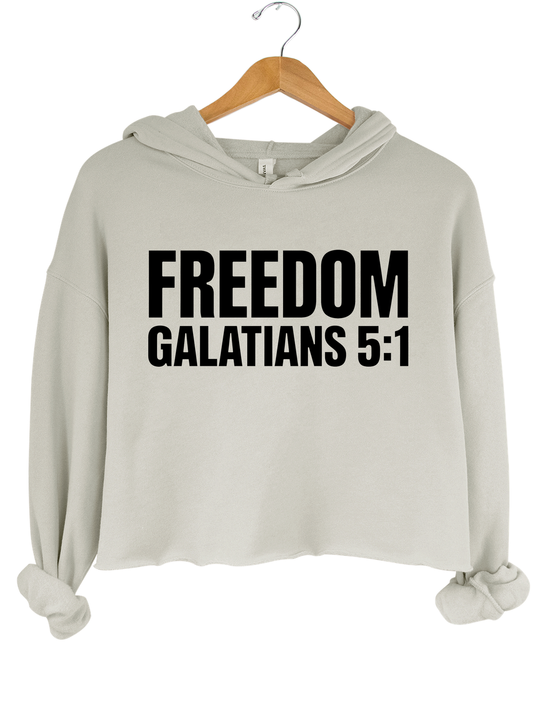 Freedom Galatians 5:1 Crop Hoodie - Gray