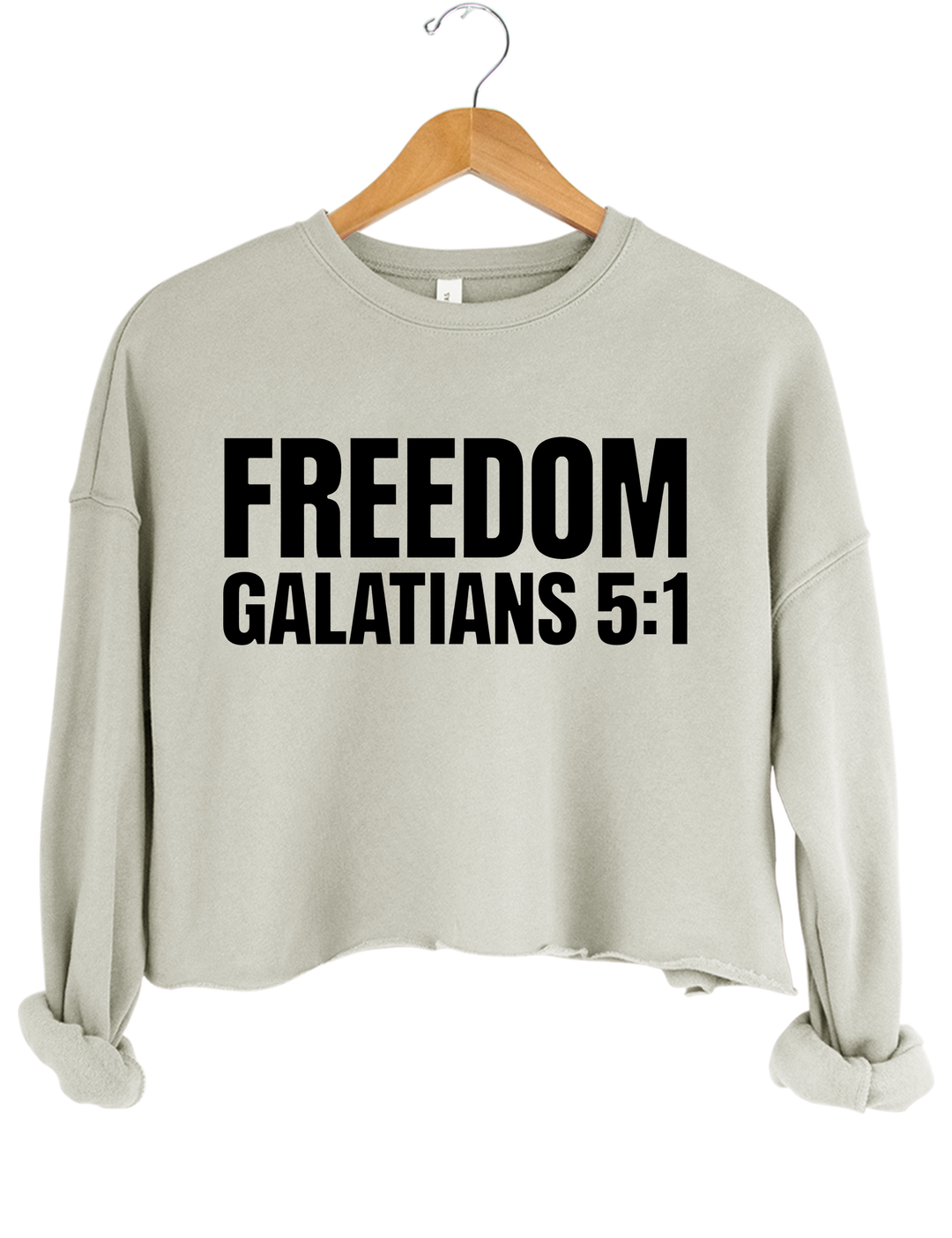 Freedom Galatians 5:1 Crop Sweatshirt - Gray