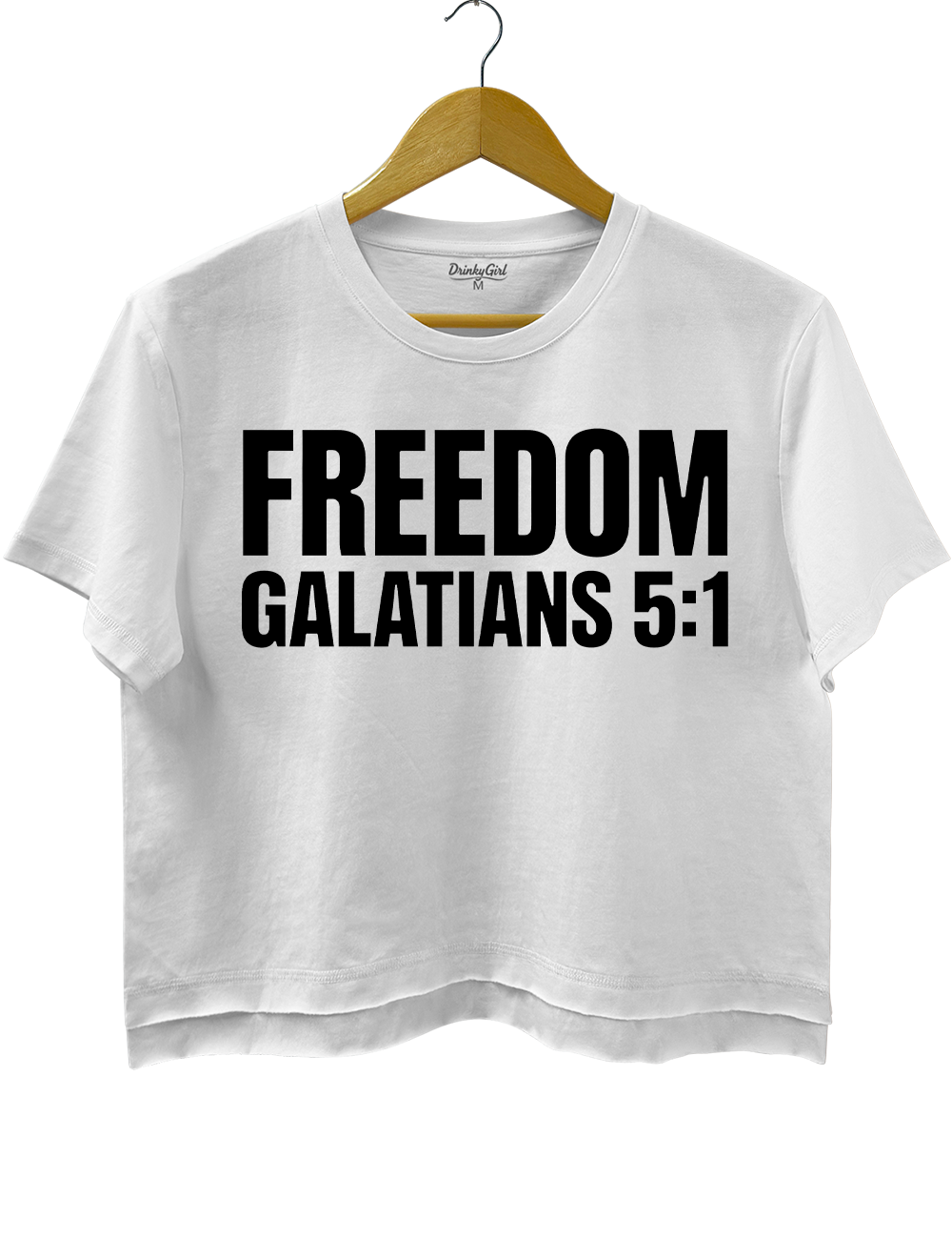 Freedom Galatians 5:1 Crop Top - White