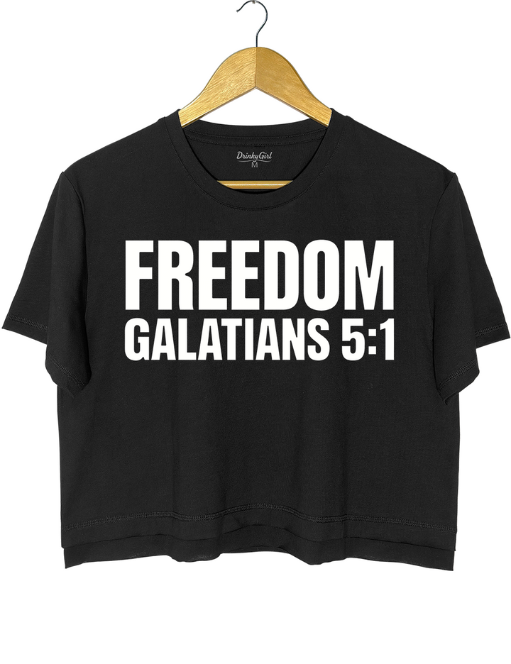 Freedom Galatians 5:1 Crop Top - Black