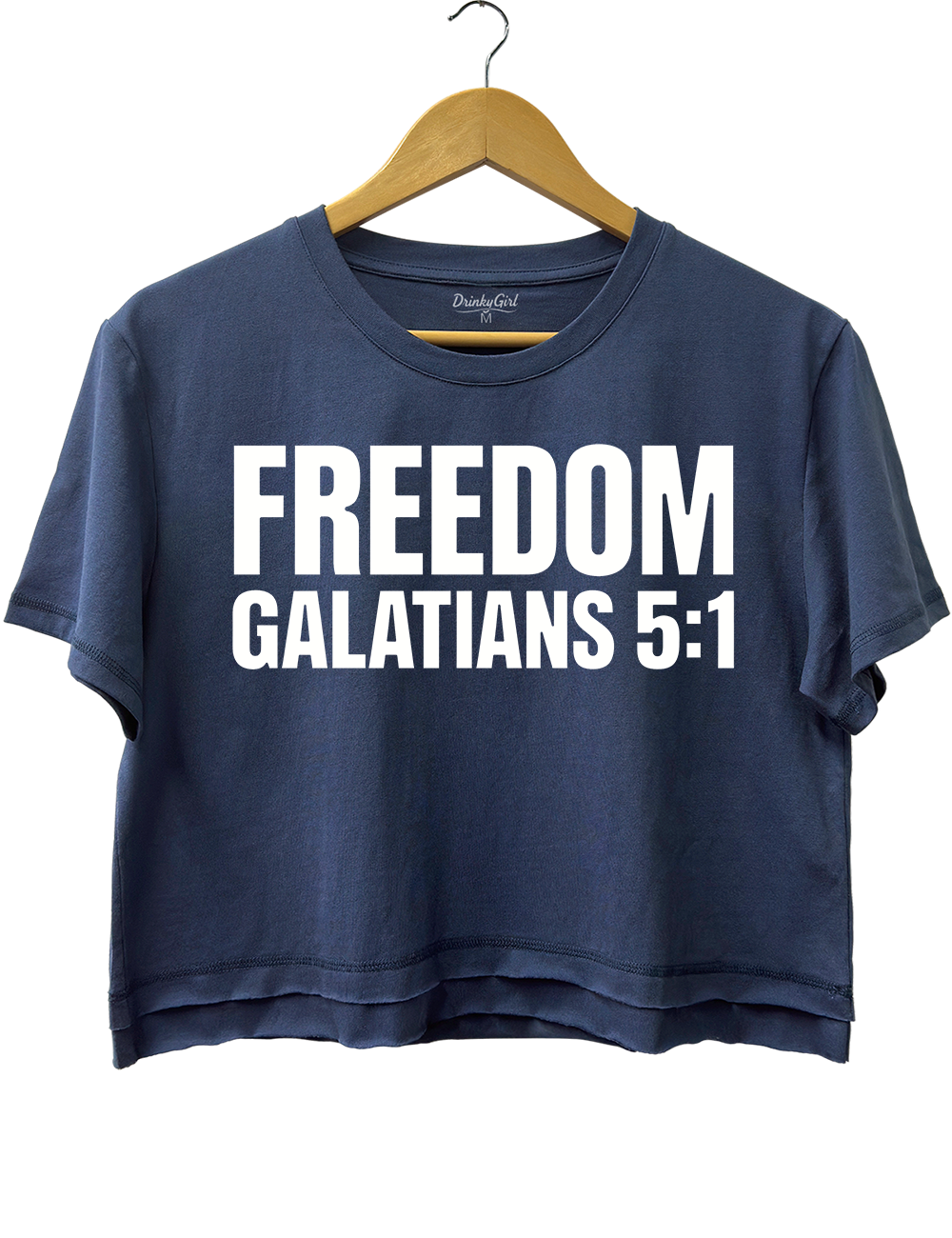 Freedom Galatians 5:1 Crop Top - Navy Blue