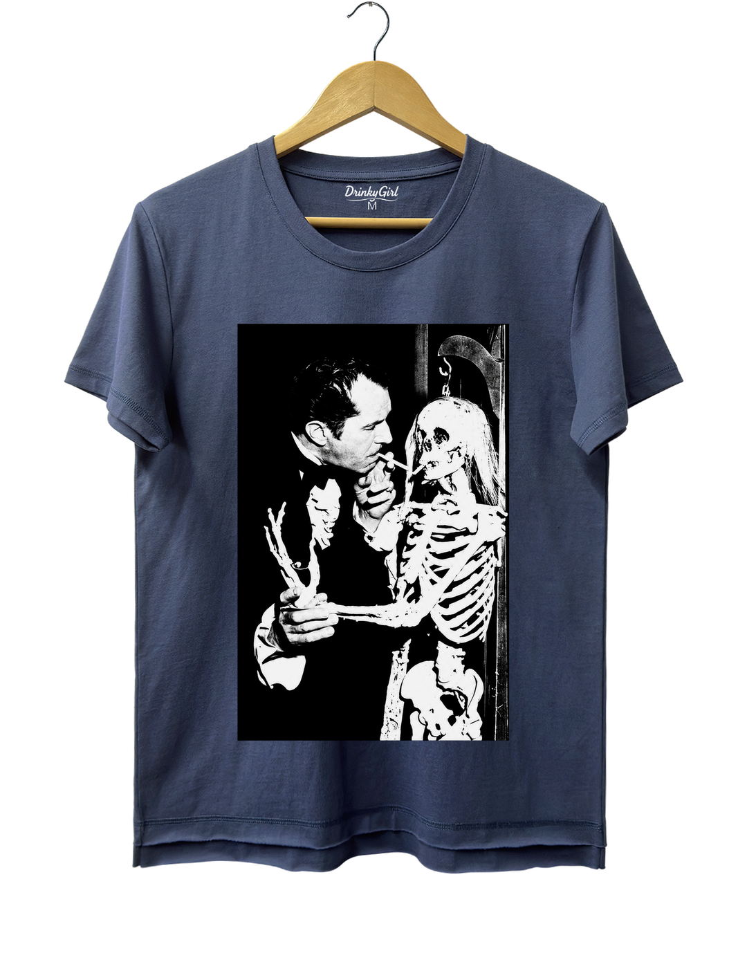 Vincent Price Gothic Classic Skeleton Tee - Navy Blue