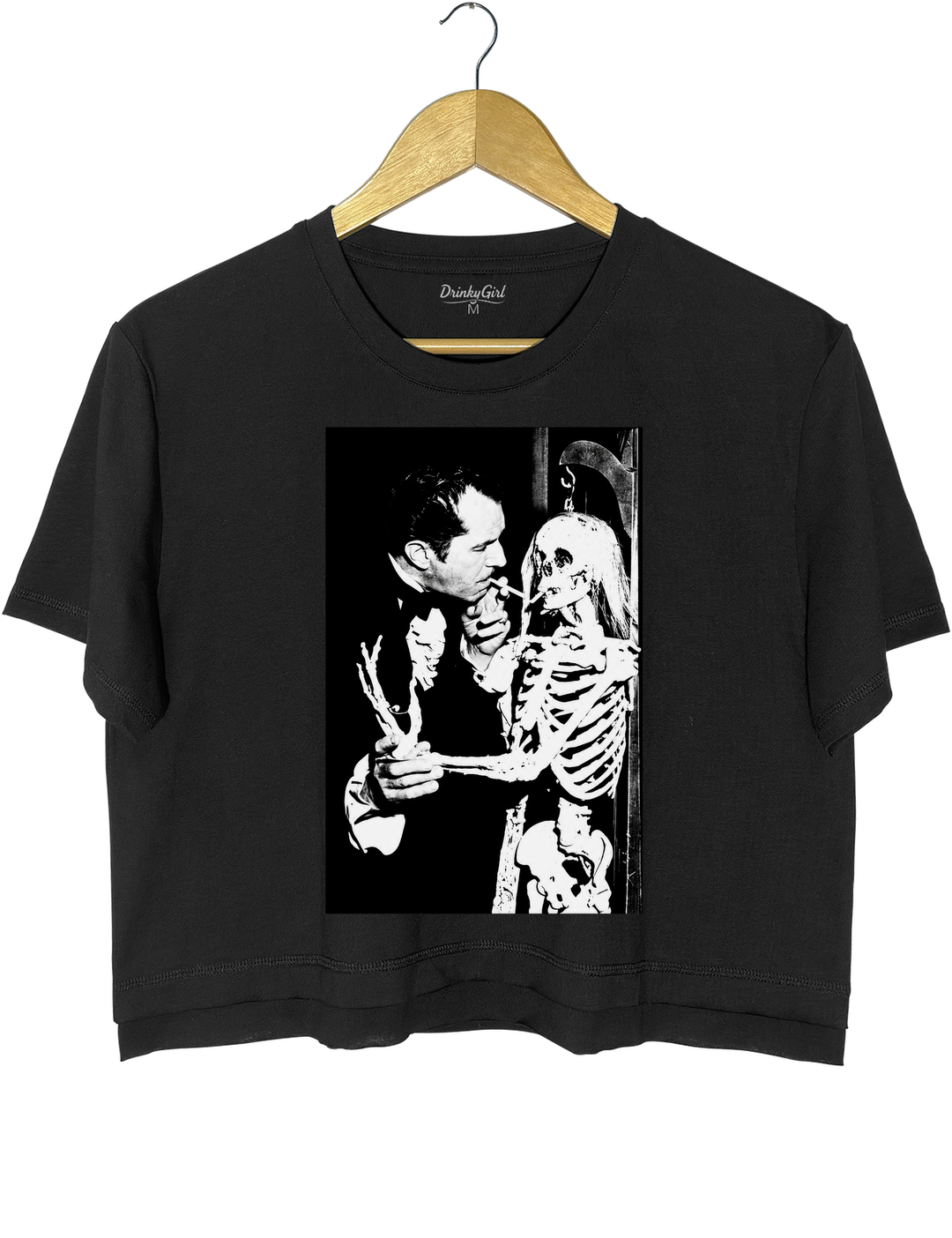Vincent Price Gothic Classic Skeleton Crop Top - Black