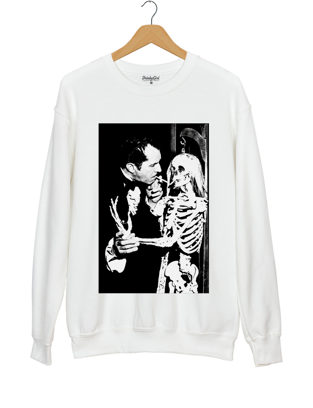 Vincent Price Gothic Classic Skeleton Sweatshirt - White