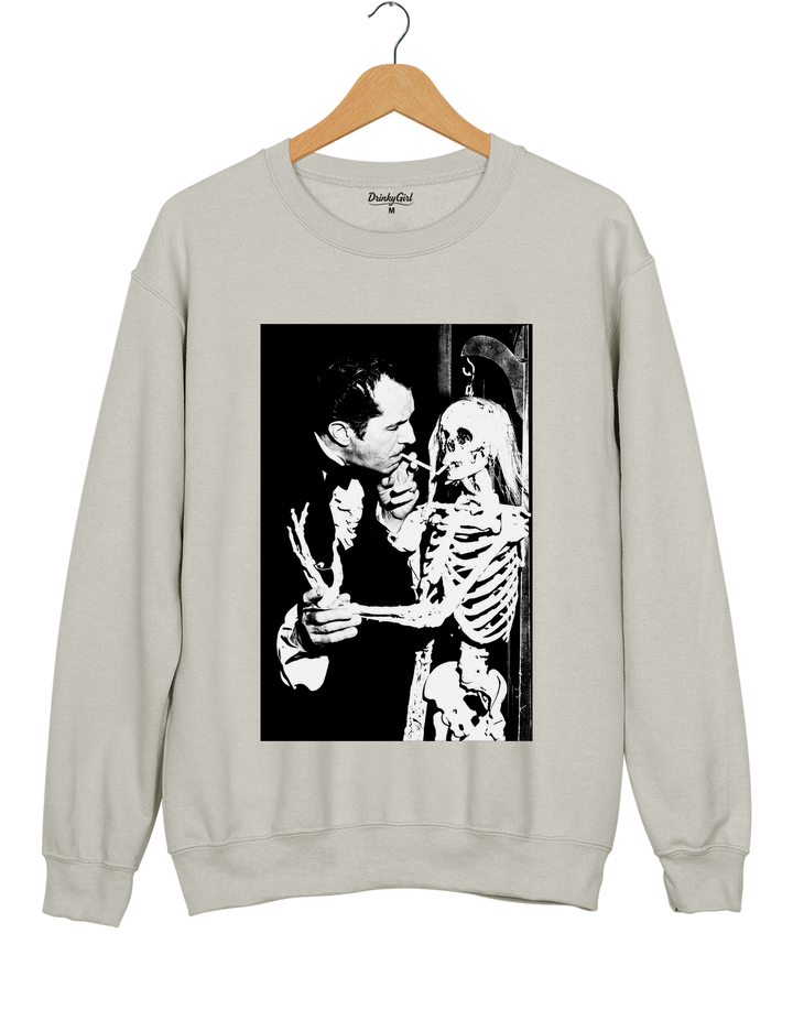 Vincent Price Gothic Classic Skeleton Sweatshirt - Gray